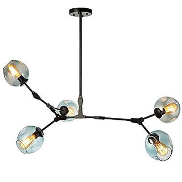 Imagem de Lustre Sputnik moderno, lustre de metal com gradiente, luminária pendente de meados do século, luminária de teto dourada, compatível com corredor, bar, cozinha, sala de jantar (fumaça)