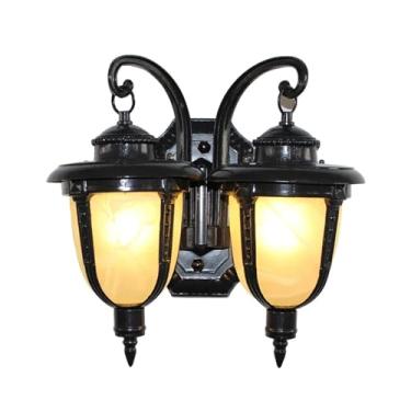Imagem de Luminária de parede externa europeia de cabeça dupla, à prova d'água, lâmpada de mesa, decoração de jardim, vila, retrô, varanda, luzes de varanda, luminária pendente de teto LED, B