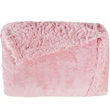 Imagem de Cobertor Casal Sherpa Toque Pele De Carneiro Dupla Face 180x220cm Old Rosê