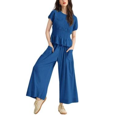 Imagem de Conjunto de roupas Antnation, blusa feminina com estampa e calça larga