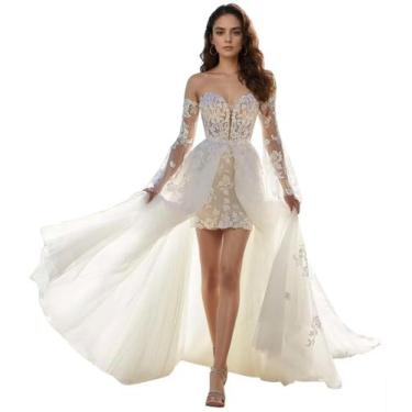 Imagem de Vestido de noiva Yuxin Boho Lace Applique Tule 2 peças Mermaid