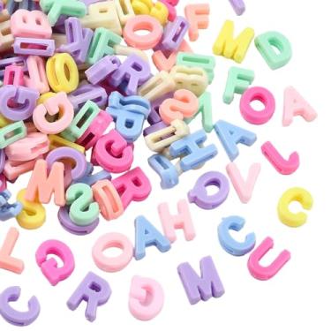 Imagem de UR URLIFEHALL 400 contas aleatórias de resina letras coloridas opacas iniciais do alfabeto para pulseira faça você mesmo, colar, chaveiro, bolsa, fabricação de joias