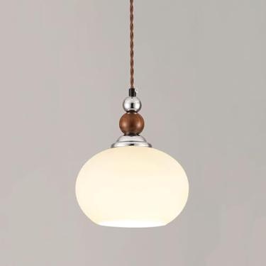 Imagem de YQSLQZZ Lustre de fazenda japonesa, luminária pendente de sala de jantar ilha de cozinha vintage, globo de vidro moderno, luzes de teto suspensas, altura ajustável, para mesa de jantar acima da pia