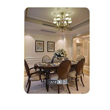 Imagem de Espelho de maquiagem espelho de parede quarto espelho de maquiagem de parede grande com regulável duas cores espelho de banheiro instalação horizontal/vertical (cor: tamanho do nível: 80 x 130 cm)