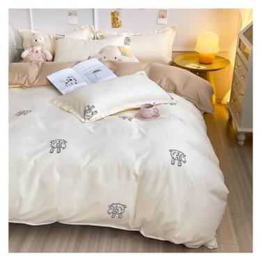 Imagem de Lindo conjunto de capa de edredom com estampa de corvo cereja laranja solteiro casal tamanho queen com fronhas de lençol plano (F Queen 4 peças 200x230)