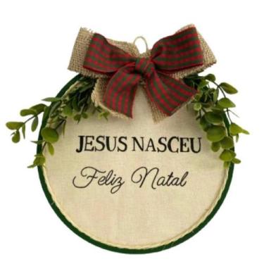 Imagem de Natal - Placa Decorativa para Porta ou Parede - Guirlanda - Feliz Nata