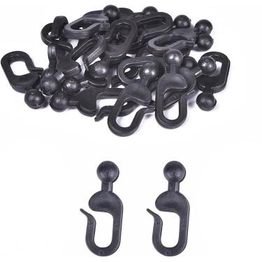 Imagem de Ganchos de plástico para cortinas de gazebo e rede mosquiteira, pacote com 36, preto