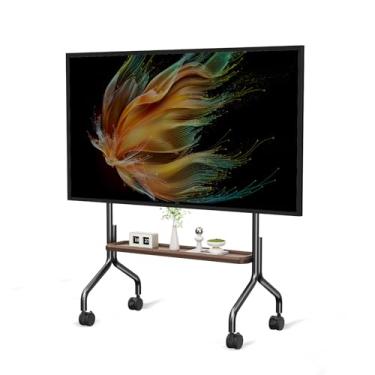 Imagem de Suporte de TV móvel com cavalete de TV para telas planas LCD LED OLED de 32 a 75 polegadas, suporte portátil para TV de chão com rodas de bloqueio de até 50 kg, carrinho de TV com rodinhas máximo VESA
