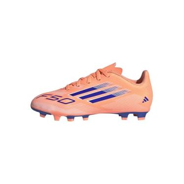 Imagem de adidas Tênis infantil unissex F50 Club Firm Multi Ground, Laranja/azul claro/branco, 12.5 Little Kid