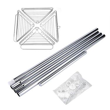 Imagem de Prateleira Ajustável da Cremalheira do Armazenamento do Canto do Chuveiro do Banheiro de Pólo da Tensão Com 4 Cestas Tubo do Ferro Fácil Montar Nenhuma Perfuração Necessária para