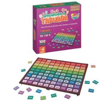 Imagem de Jogo Educativo de Tabuada com 100 Peças, Tabuleiro Colorido em Madeira para Aprendizagem Matemática, para Crianças