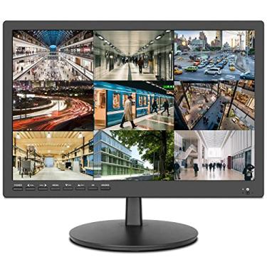 Imagem de zoshing Monitor de segurança de 17 polegadas, monitor de parede suporta reprodução de vídeo em formato USB, monitor de CCTV com entrada AVHDMI, saída de fone VGAHeadphone integrado, controle remoto, preto