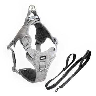 Imagem de Peitoral Pet Antipuxão Comfort + Guia Longa 1,5m Madog (Cinza, M)