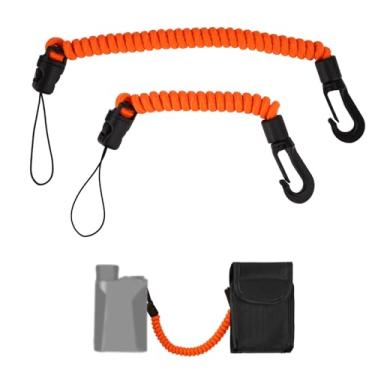 Imagem de 2 Peças Cordão para Telêmetro (Longo+Curto), 8-40cm/15-75cm Retrátil Cordão para Telêmetro de Caça Látex de Poliéster for Caminhadas Escaladas Observação Pássaros (Laranja)