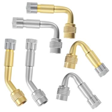 Imagem de Extensão de haste de válvula de 6 peças Extensor de válvula de pneu Schrader compatível com extensões de haste universais compatíveis com adaptador de extensão de pneu automotivo angular para rodas