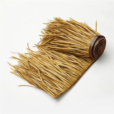 Imagem de Palmeira de palha mexicana painel de palha artificial 0,5 x 1 m telha de palha sintética de plástico capa de guarda-chuva de grama falsa retardante de chamas para mirante ao ar livre (amarelo, 0,5 x 8
