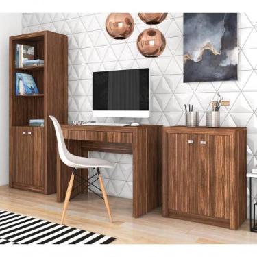 Imagem de Conjunto Escritorio Completo 3 Peças Cj17 Nogal Nogal - TECNO MOBILI