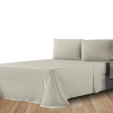 Imagem de Jogo de Lençol Queen 4 Peças 100% Algodão - Sonho e Arte, Bege