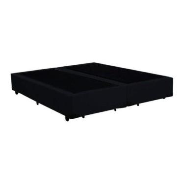 Imagem de Base Box King Bipartido Khouse Suede Preto 40x192x203