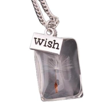 Imagem de Colar com pingente de semente de dente-de-leão verdadeiro para presente inspirador para mulheres, One Size, Aço inoxidável, Sem Pedra Preciosa