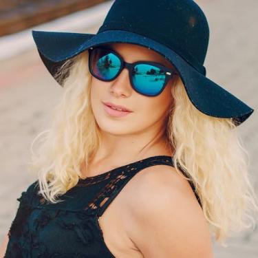 Imagem de Óculos de sol quadrados femininos modernos para dirigir, pescar, nadar, Lente azul/azul