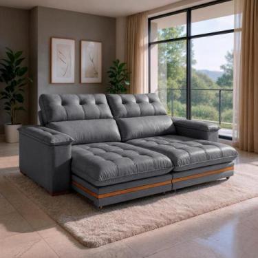 Imagem de Sofá 5 Lugares 2,90m Retrátil e Reclinável Turim Bom Pastor, Cinza Vel