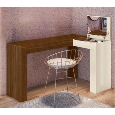 Imagem de Penteadeira De Canto em L Branco Maquiagem Jóia Bijuteria Nicho (Freijo/Off)