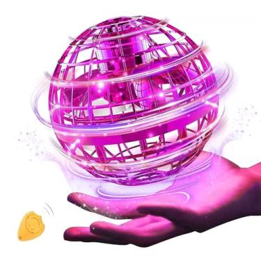 Imagem de Bola Mágica Voadora LED Recarregável Rosa - Brinquedo Controle Remoto Com Efeito Bumerangue