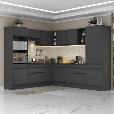Imagem de Armário De Cozinha Completa De Canto Preto - MULTIMOVEIS
