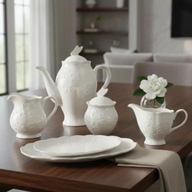 Imagem de Baixela Servir, Travessas e Bule,Açucareiro 6pç Porcelana New Bone But