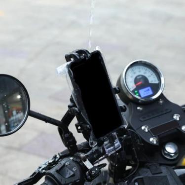 Imagem de Pacote com 3 capas para smartphone com tela sensível ao toque, recarregável, bolsa de armazenamento de telefone à prova de chuva, adequada para dirigir ao ar livre transparente