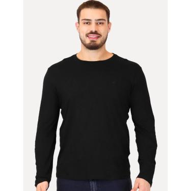 Imagem de Camiseta Calvin Klein Jeans Masculina Manga Longa Rubber CK Frontal Preta-Masculino