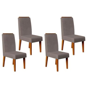 Imagem de Cadeira De Cozinha Lia Kit 4 Un Freijó Suede Lunar