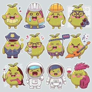 Imagem de Adesivo Kawaii Fofo para Crianças Decorativo Quartos e Cadernos com Emojis Animais e Frutas 40x40cm