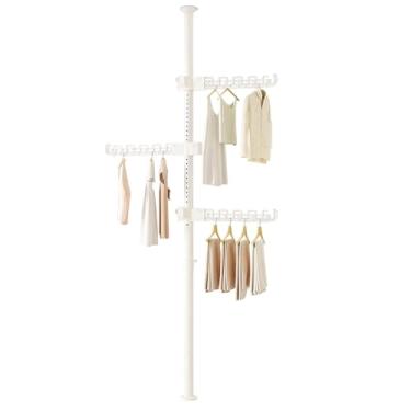 Imagem de Cabideiro Vertical Multiuso com 4 Braços, Branco, Suporte de Parede para Roupas e Acessórios, Instalação em Varanda ou Área de Serviço