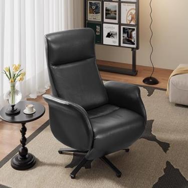 Imagem de Cadeira de escritório executiva grande e alta com apoio para os pés retrátil e apoio lombar - Cadeira de escritório ergonômica reclinável de couro com encosto alto, Capacidade de 180 kg,Dark gray