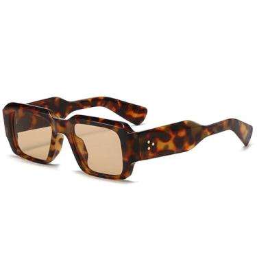 Imagem de Óculos de Sol Candy Color Femininos com Rebites e Hastes Largas, Estilo Punk Masculino, Proteção UV400, Ideais para Esportes ao Ar Livre, Corrida e Ciclismo, Estampa de Leopardo e Champanhe