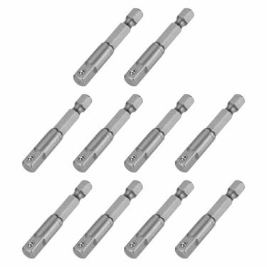 Imagem de HARFINGTON Adaptador de soquete de impacto, 10 peças, chave quadrada de 1/10.2 cm, haste sextavada de 5 cm, broca de extensão de 5 cm para conjuntos de soquetes de broca de porca de eixo