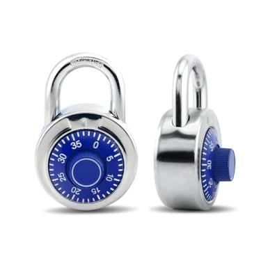 Imagem de ZonRo Cadeado de combinação de fechaduras, cadeado de combinação de mostrador fixo, pacote de 1, 5 cm de largura. Toca-discos azul, cadeado para academia e armário, escola, caixa de ferramentas, mais