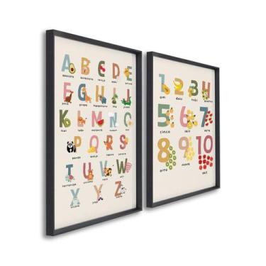 Imagem de Quadro Decorativo Infantil Crianças Sol e Arco Íris 2 Telas 60x90cm pa