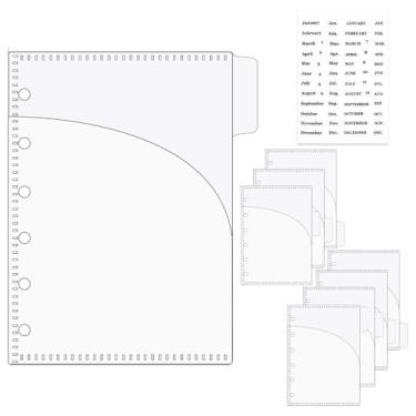 Imagem de Envelopes de enchimento de dinheiro A7 com 8 divisórias transparentes para fichário, 4 abas, 2 camadas, planejador de orçamento, inserções com adesivo de etiqueta para fichário de 6 anéis, organizador