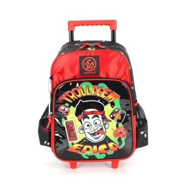 Imagem de Mochila Rodas Escolar Enaldinho Youtuber Trolagem Épica - Luxcel, Verm