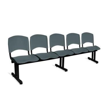 Imagem de Longarina Plástica 5 Lugares A/E Cinza Lara - Ideaflex