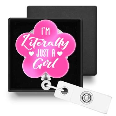 Imagem de Carretel de crachá retrátil engraçado com clipe jacaré, porta-crachá retrátil com clipe jacaré, presentes para enfermeira, professora, trabalhadora de consultório, médico, apenas uma menina