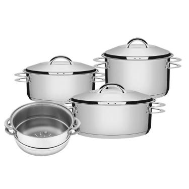 Imagem de Jogo Caçarola Solar 3 Peças Cozi-vapore Aço Inox Tramontina