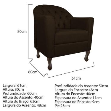 Imagem de Kit Diva Recamier Diana 130Cm Lado Esquerdo E 02 Poltronas Julia Corano - Doce Sonho Móveis Marrom