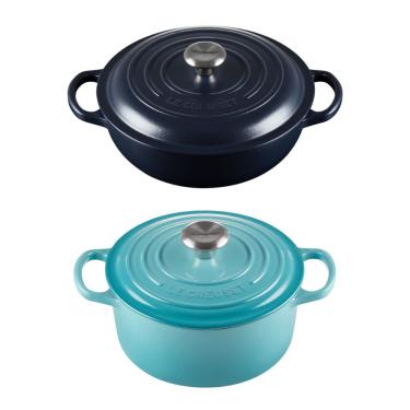 Imagem de KIT LE CREUSET PANELA ENSOPADO NAVY E REDONDA CARIBE EM FERRO FUNDIDO 22CM