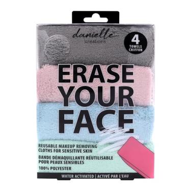 Imagem de ERASE YOUR FACE Panos removedores de maquiagem – Toalhas de rosto de microfibra reutilizáveis para limpar e remover maquiagem – Ativado por água, design de dupla face para fácil uso – Pastel (4