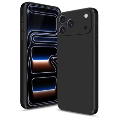 Imagem de Btstring Capa para iPhone 17 Pro Max, capa de silicone macio com proteção de câmera atualizada, capa fina à prova de choque com forro de microfibra antiarranhões, preta