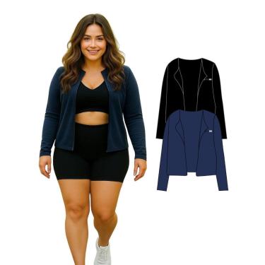 Imagem de Kit 2 Casacos Camisas Sem Zíper Proteção UV FPU50 Feminino Plus Size-Feminino